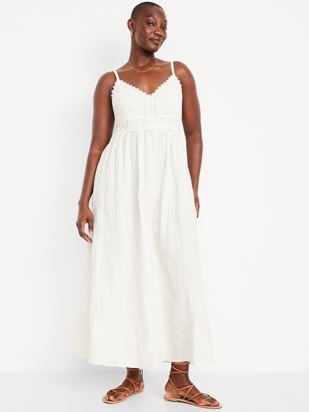 *NWOT* Old Navy Fit & Flare Crochet-Bodice Maxi Dress. Size: L. Color: Sea Salt